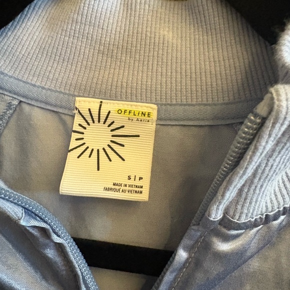 OFFLINE By Aerie You're A Winner Satin Jacket Shiny Silver Bomber Jacket - Picture 5 of 5